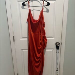 Elegant Orange Draped Dress